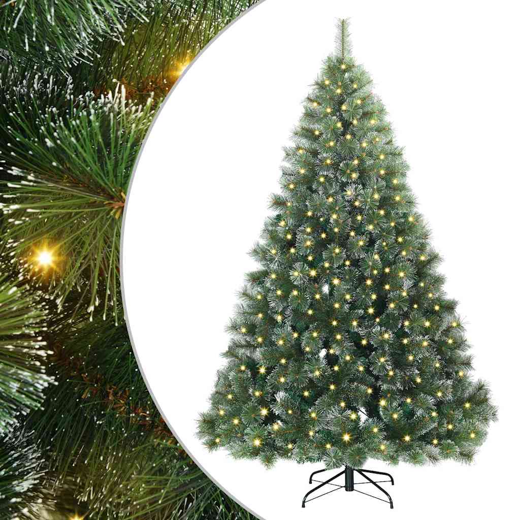 Sztuczna choinka z 300 diodami LED Zielony 180 cm PE i PVC