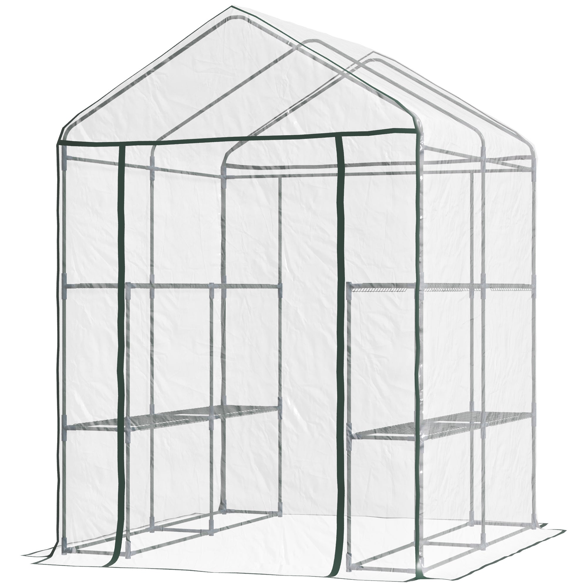 Serre de jardin extérieure en PVC transparent, serre balcon avec étagères pour plantes maraîchères de 1,43 x 1,43 x 1,95 m - 2