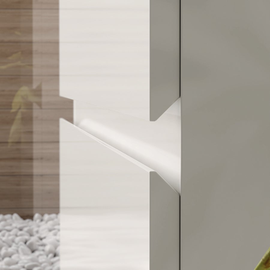 Meuble de salle de bain 80cm simple vasque - 2 tiroirs - sans miroir - MIG - blanc - 3