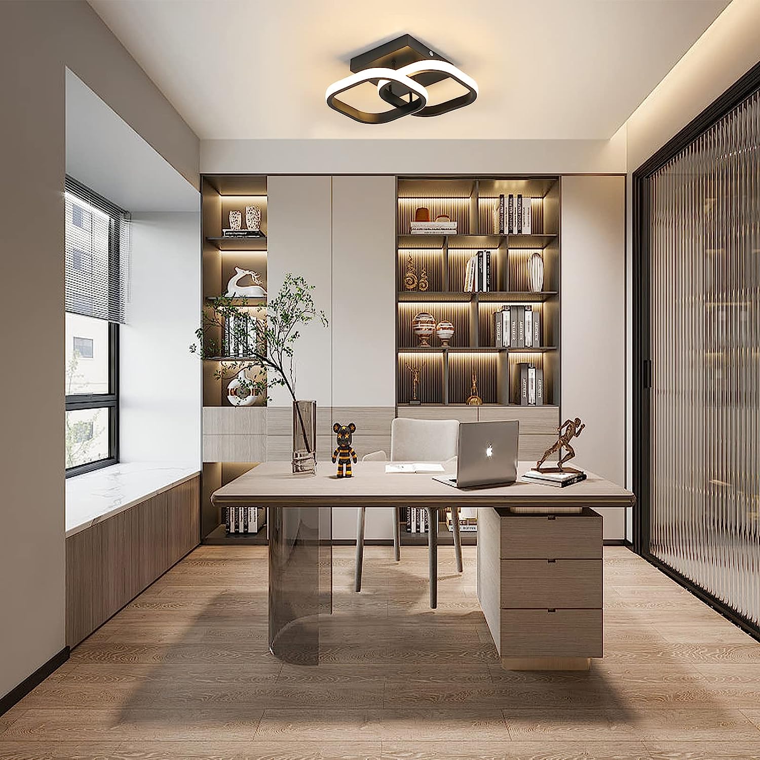 NIUNIAJ Plafoniera LED Soffitto 20W 2000Lm, Rotonda, 3 Temperature Colore 6000K/3000K/4000K, Nero