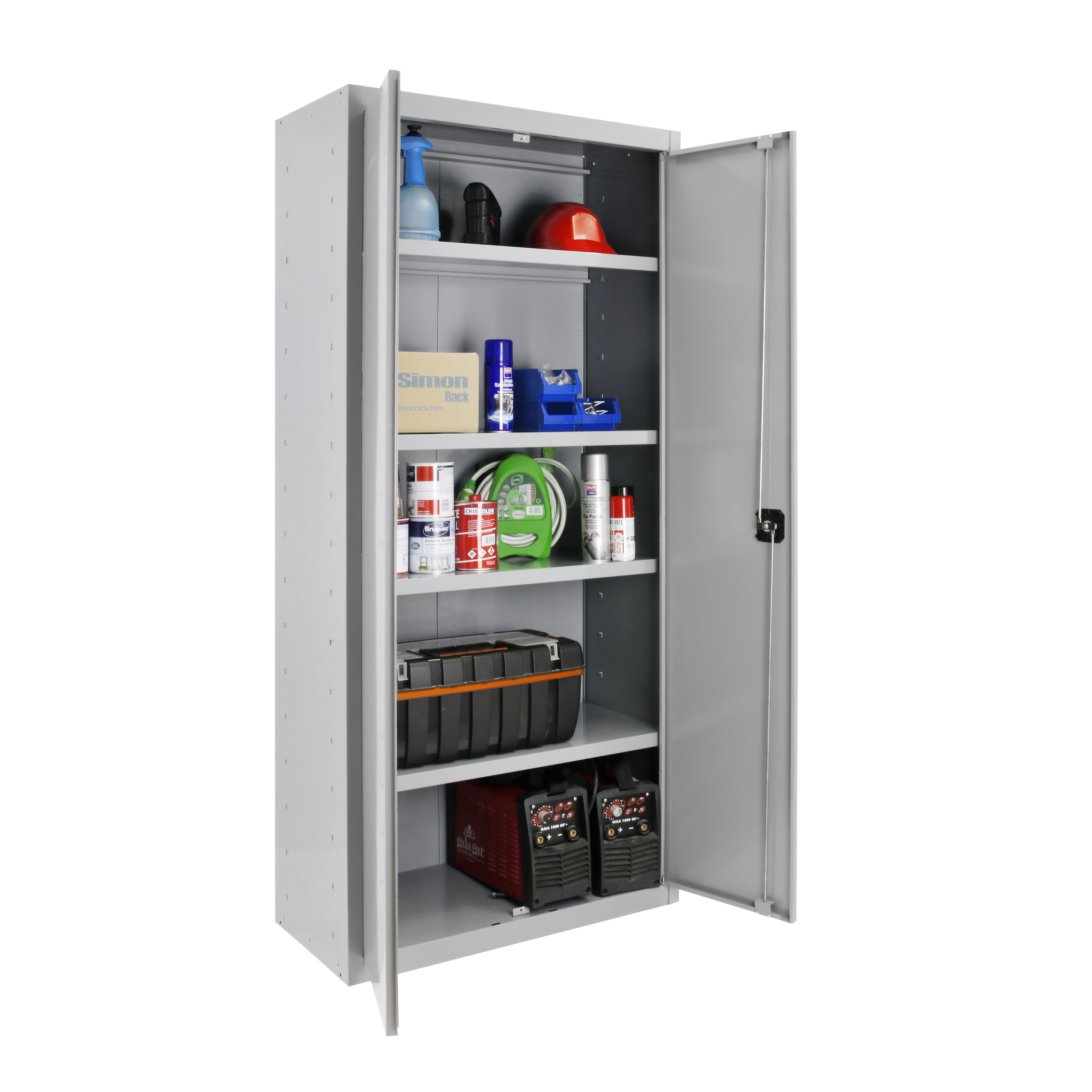 SimonRack Armoire Métallique Garage, 4 Tablettes, 2 Portes ...