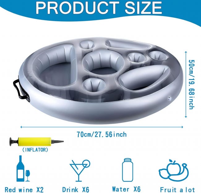 Porte-gobelet gonflable flottant, 2 en 1 boissons et porte-collation Porte-gobelet gonflable flottant, 2 en 1 boissons et porte-collation
