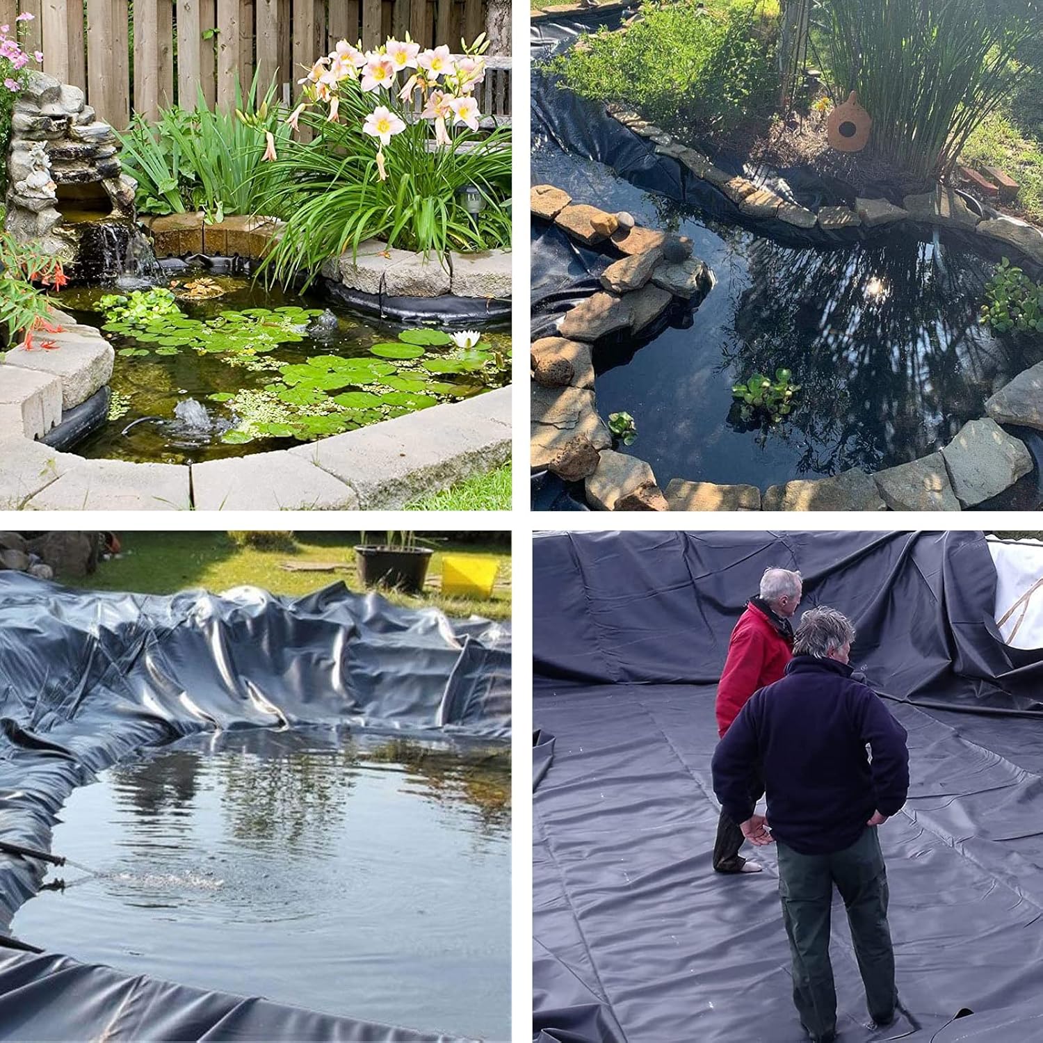 Bâche de bassin noire robuste 1.5 m x 2 m pour bassin à poissons et fontaine de jardin - 5