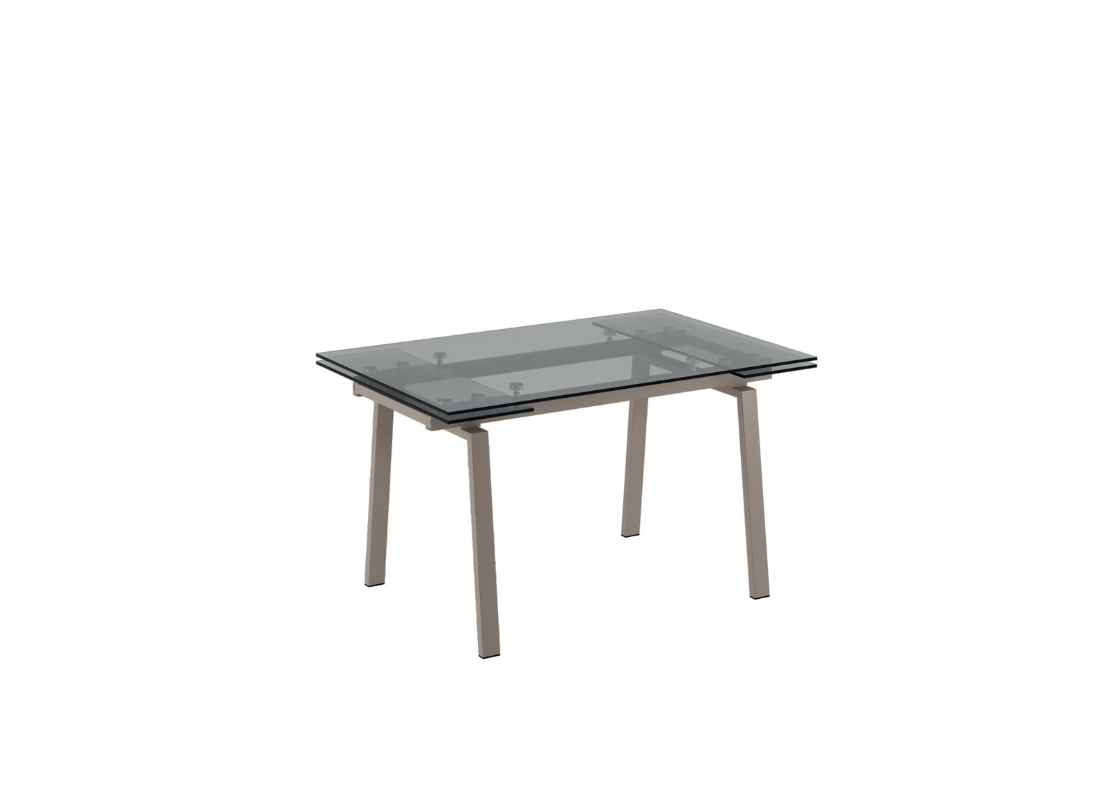 Tommy - Stół rozkładany (140/200 x 80 cm) ze szkła hartowanego w kolorze gołębiej szarości