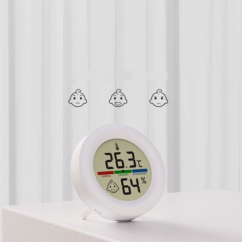 200pcs Thermomètre hygromètre numérique LCD électronique rond de haute précision, blanc - 7