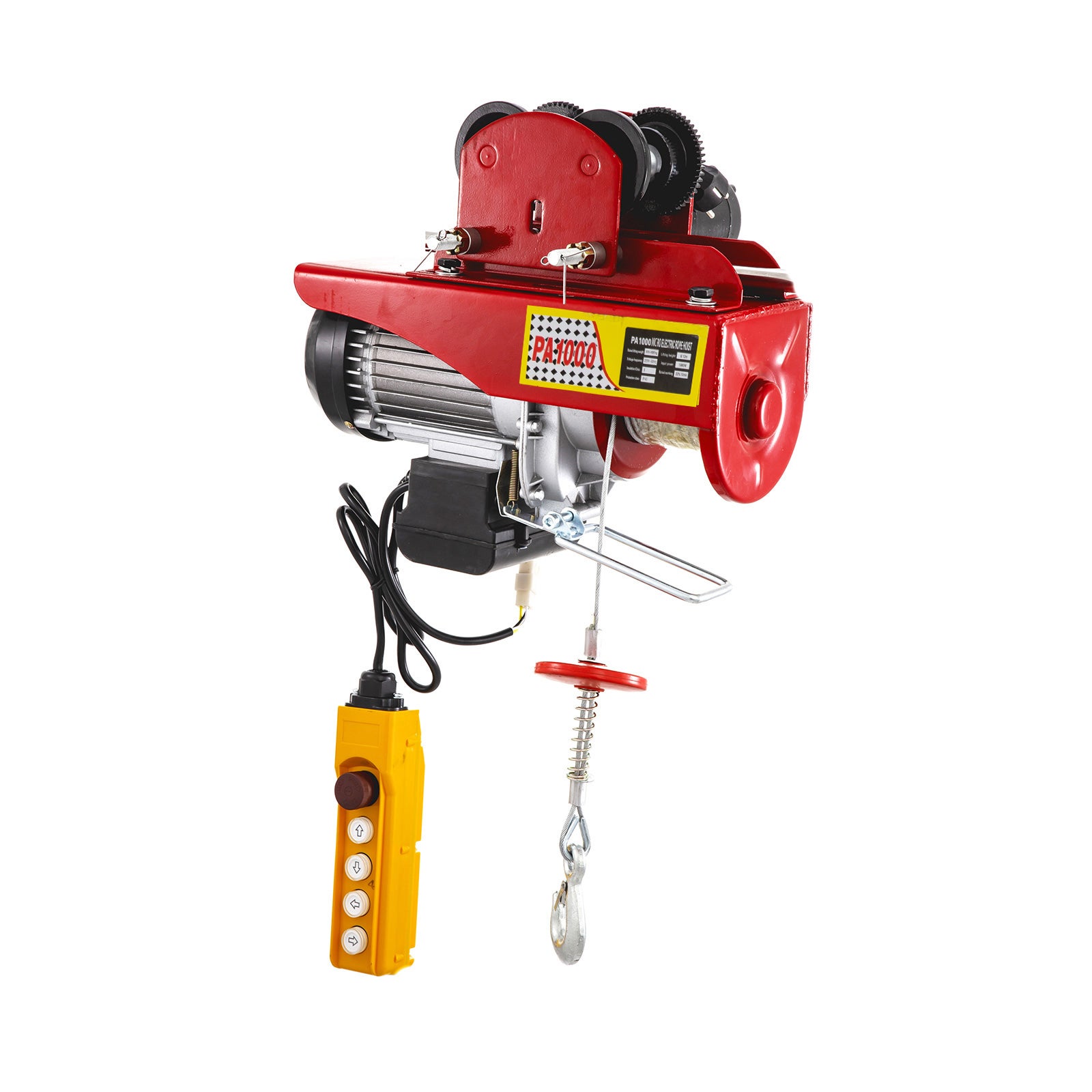 guincho elétrico cabo metálico SucceBuy 1000 kg carrinho & controle remoto,elevação industrial/oficina,230 V,1,3 kW,aço,cinza - 3