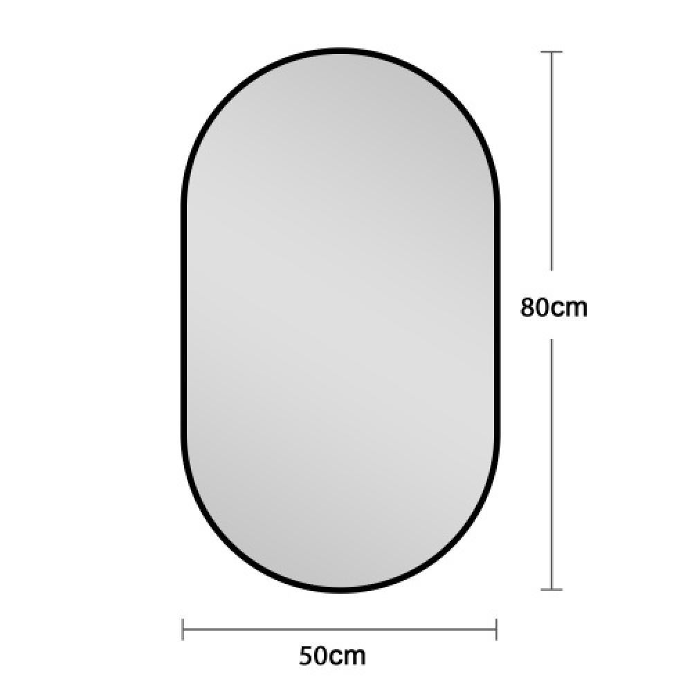 Specchio da bagno 50x80cm in vetro anti-esplosione con design circolare, installazione orizzontale o verticale - 2