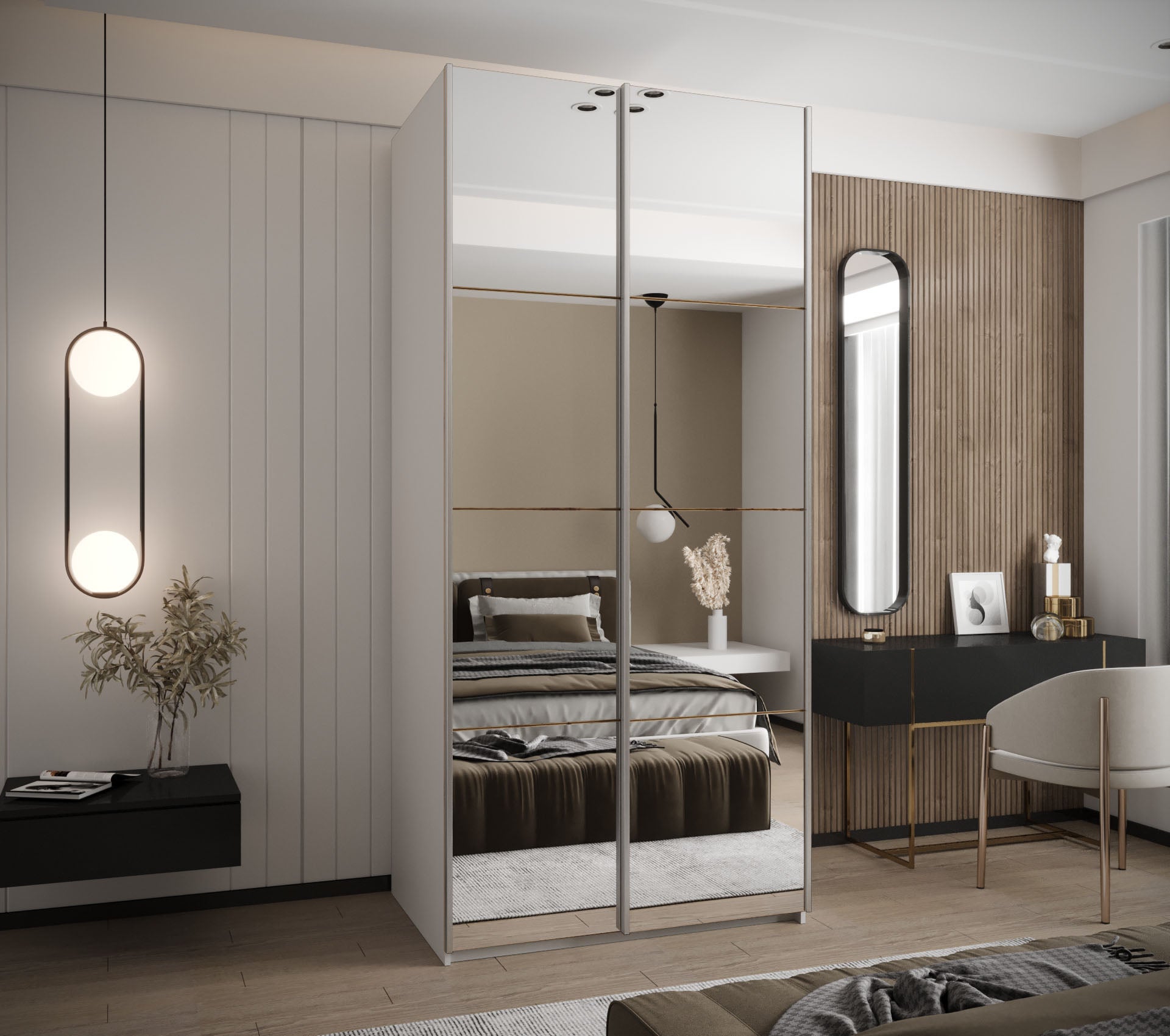 Szafa przesuwna wysoka Lux 2 120 x 64 x 245,5 cm biały + artisan + u. srebrny - Abiks Meble - 2