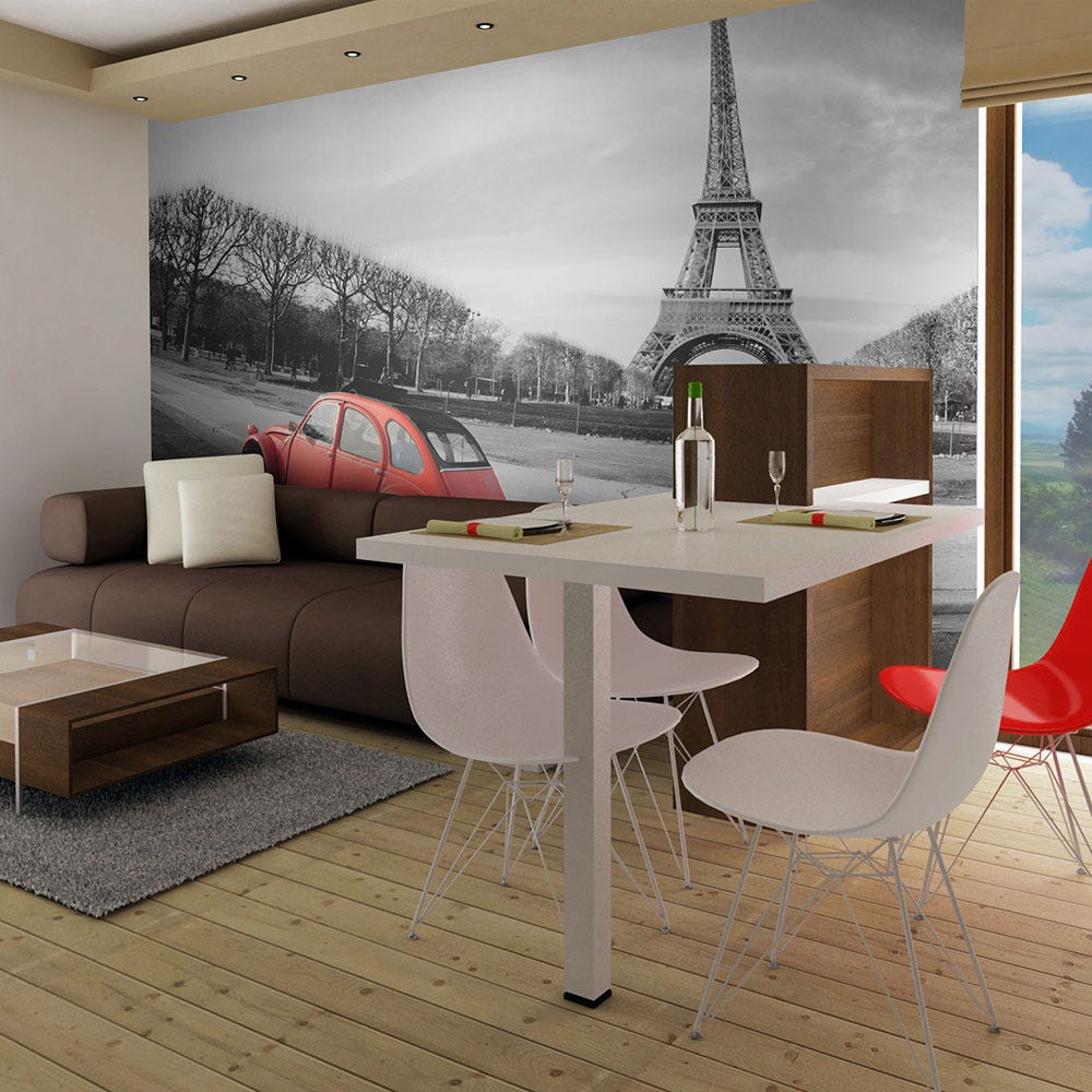 Tableau Verre Trempé 100x50 Cm - Tour Eiffel Paris Rouge - Impression Panoramique Cuisine Salon - Décoration Murale Moderne Tulup 3D Profond