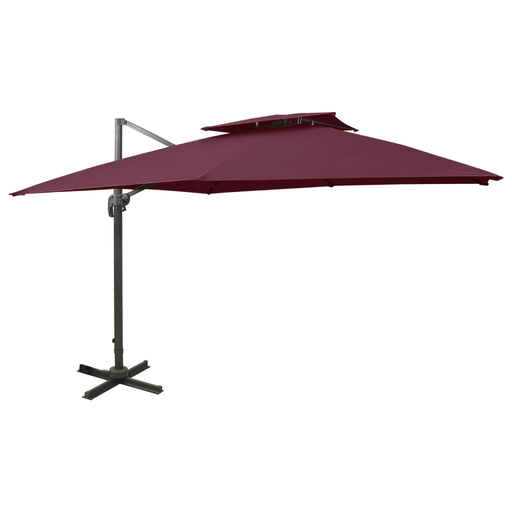 VidaXL Ombrellone A Sbalzo 400x300 Cm Con Doppia Copertura, Base A Croce, Alluminio, Tortora - 6