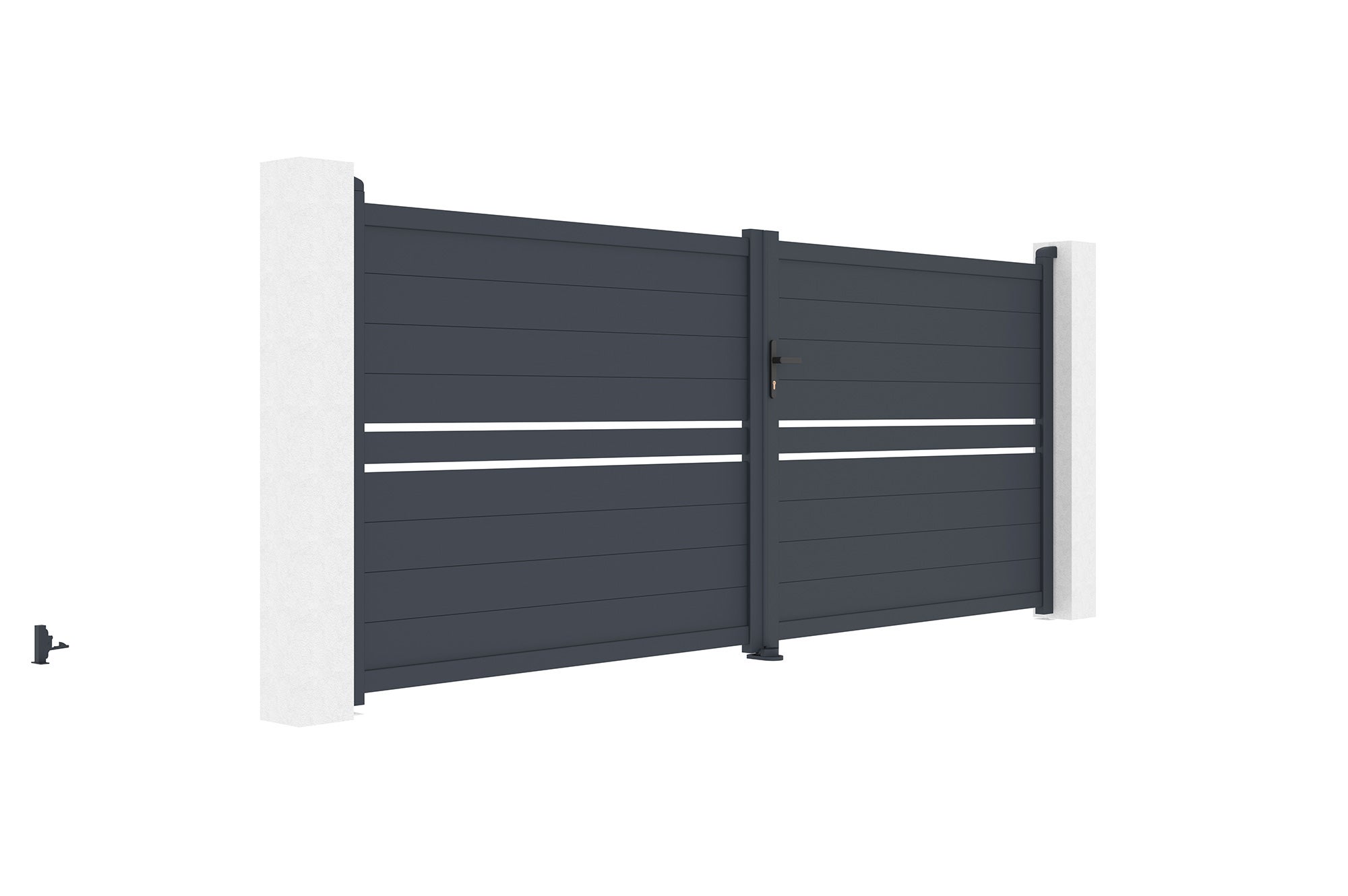 Portail battant 4m CIMONE H.160 aluminium gris - 3