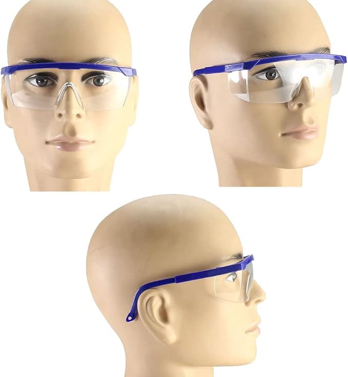 Lunettes de Sécurité,3 PCS Lunettes de Protection Anti-buée Cadres Bleus Lunettes UV Protection pour Enfants Adultes avec Lentilles PC et Plus Epaisse - 3