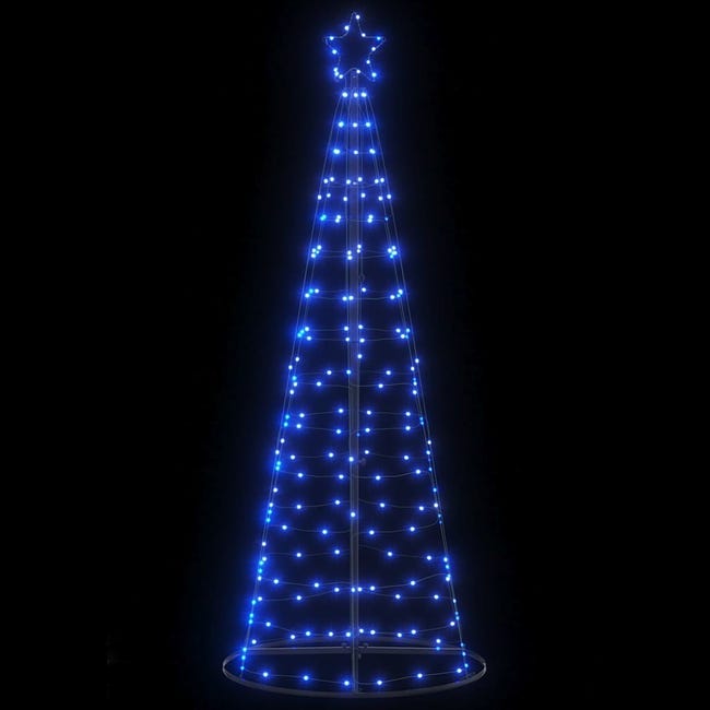 VidaXL Albero Di Natale A Cono Con Luci LED 200 LED Bianco Freddo - 70x180 Cm, 8 Effetti Luminosi, Con Stella, Base E Picchetti, Alimentazione USB