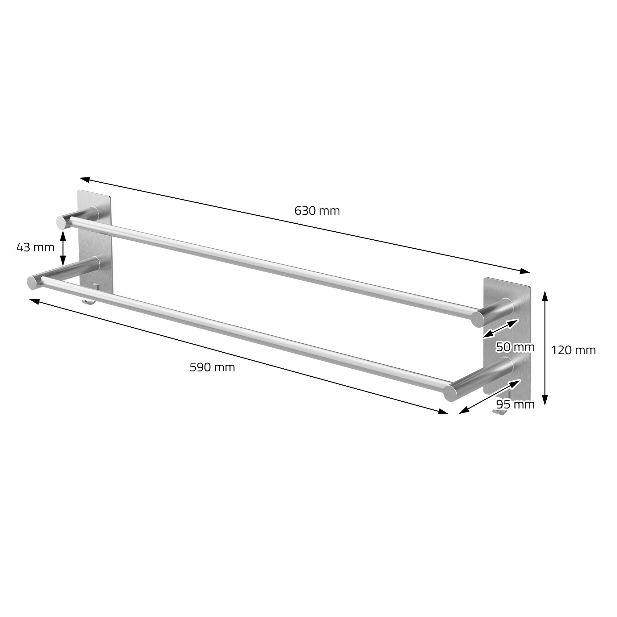 Xiarnotogi Portasciugamani Doppio A Muro In Acciaio Inox Nero Opaco 81 Cm - Design A Scala Per Bagno - 2