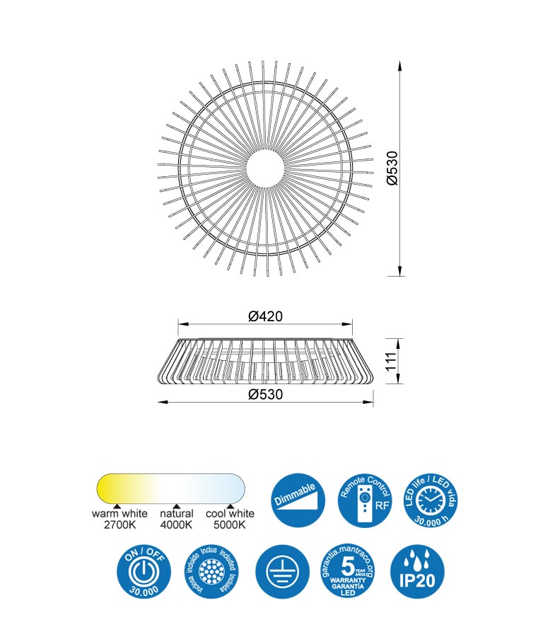 Plafonnier LED 56W 3000K HIMALAYA PLAFON Blanc - 2