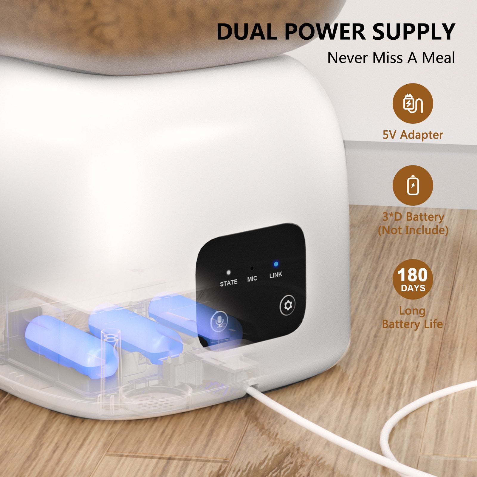 PUPPYKITTY PRO3L Distributeur Croquettes Chat Automatique WiFi, WiFi Distributeur Croquettes pour Chiens Et Chats, 1-10 Repas par Jour, Beige - 5