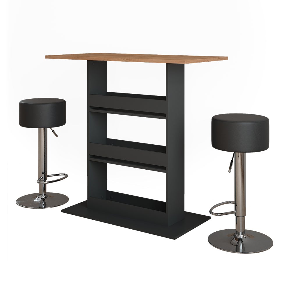 Vicco Zestaw stolików barowych Repose, Złoty dąb power/antracyt, 110 x 55 cm z 2 stołkami barowymi