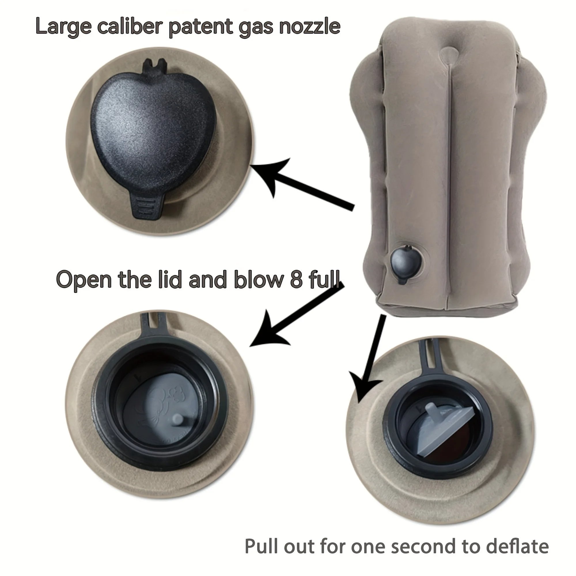 Travesseiro de viagem inflável, travesseiro de pescoço confortável com bolsa de armazenamento, suporte de ombro e pescoço, para avião, trem - 3