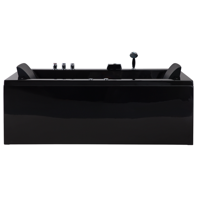 Baignoire d'angle à remous avec LED VARADERO Côté droit 183 x 90 cm Noir