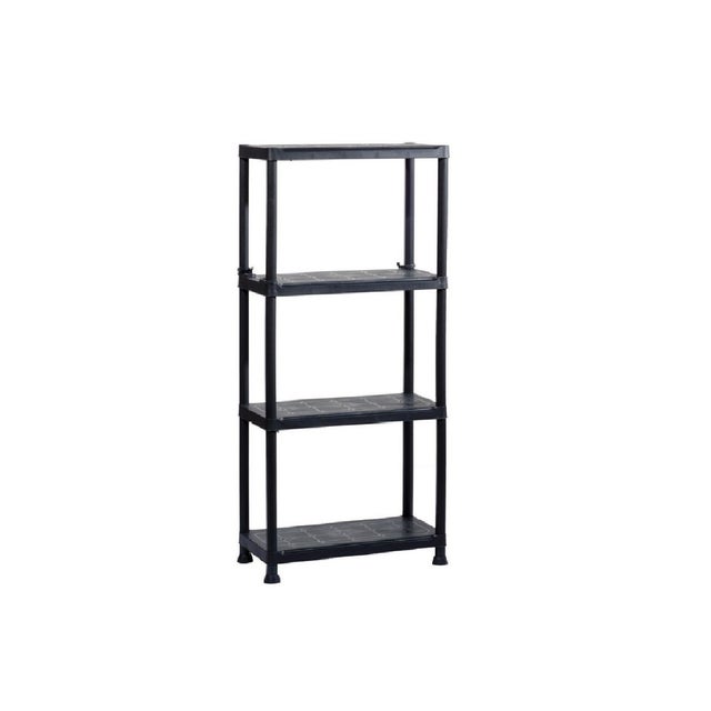 Estante con 4 estantes de polipropileno negro Carga 120kg Fácil montaje Interior/Exterior L61xP31xH131cm ITOOLS