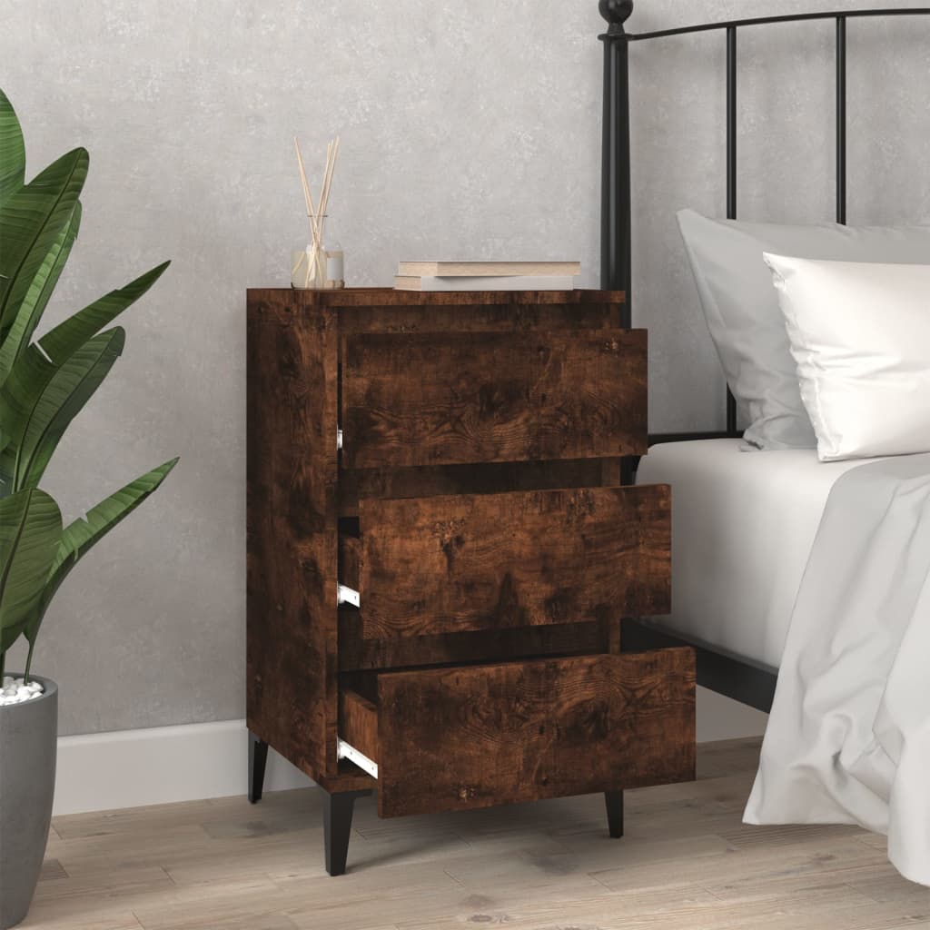 vidaXL Table de chevet chêne fumé 40x35x70 cm bois d'ingénierie - 3