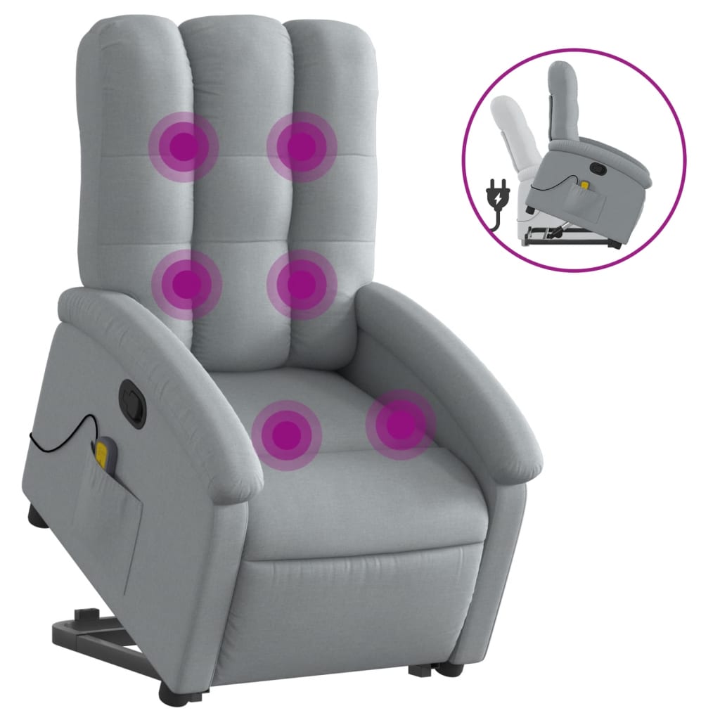 Fauteuil Inclinable De Massage électrique – Gris Clair, Tissu, Neuf