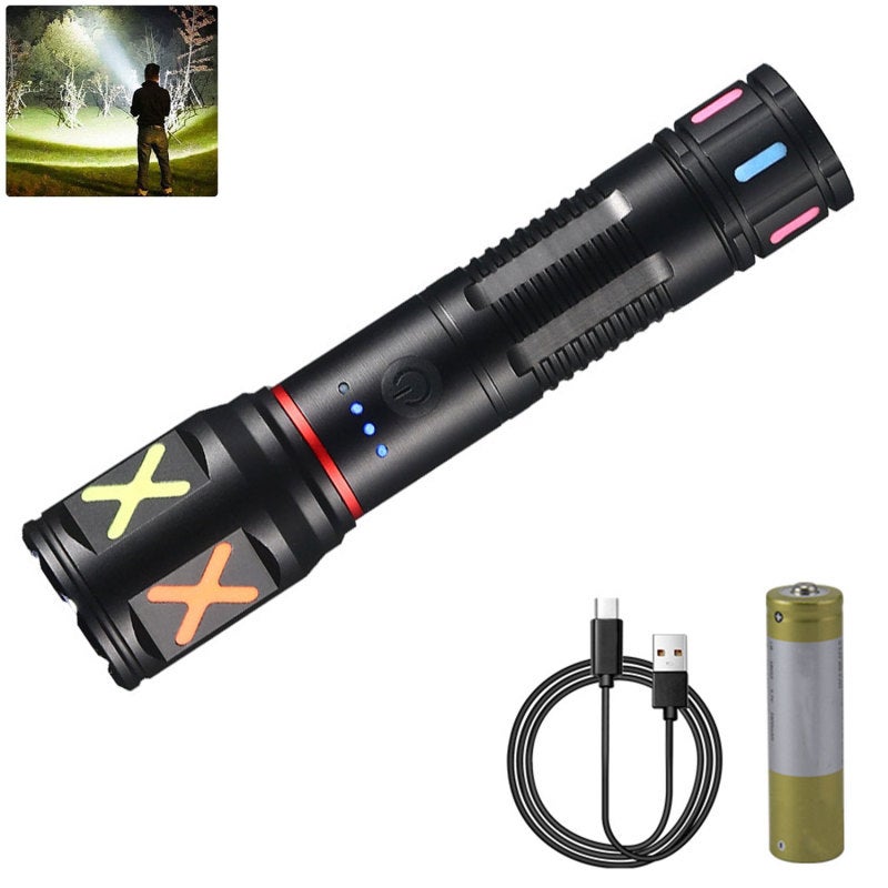Lampe Torche Longue Portée Rechargeable USB - 4 Modes, Puissante, Pour Randonnée Et Chantier