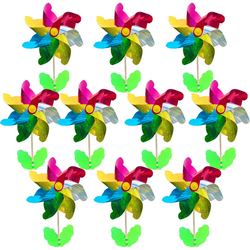 Moulins à Vent Réfléchissants Scintillants Holographiques Pour Effrayer Les Oiseaux Nuisibles Pour Jardin, Cour, Terrasse, Pelouse, Ferme, Décoration (arc-en-ciel