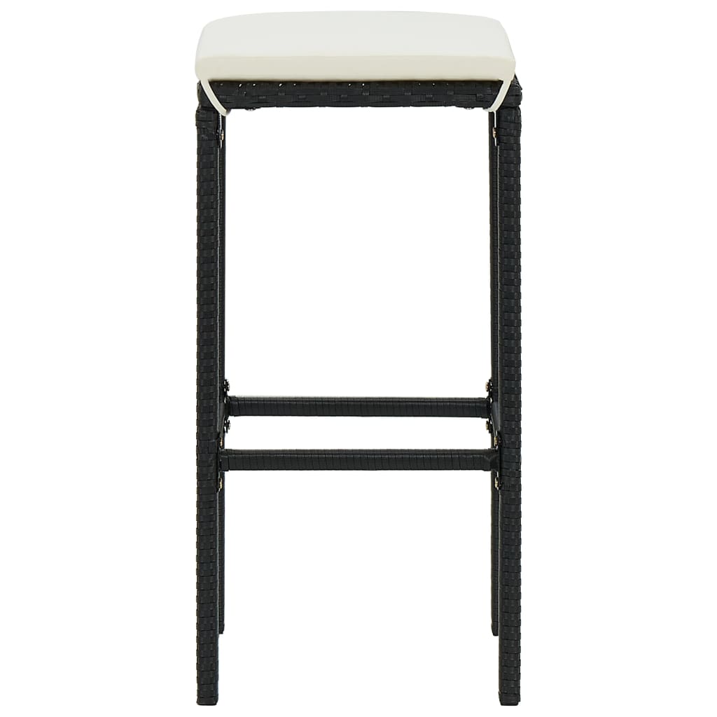 Tabourets de bar avec coussins 6 pcs Noir Résine tressée - 5