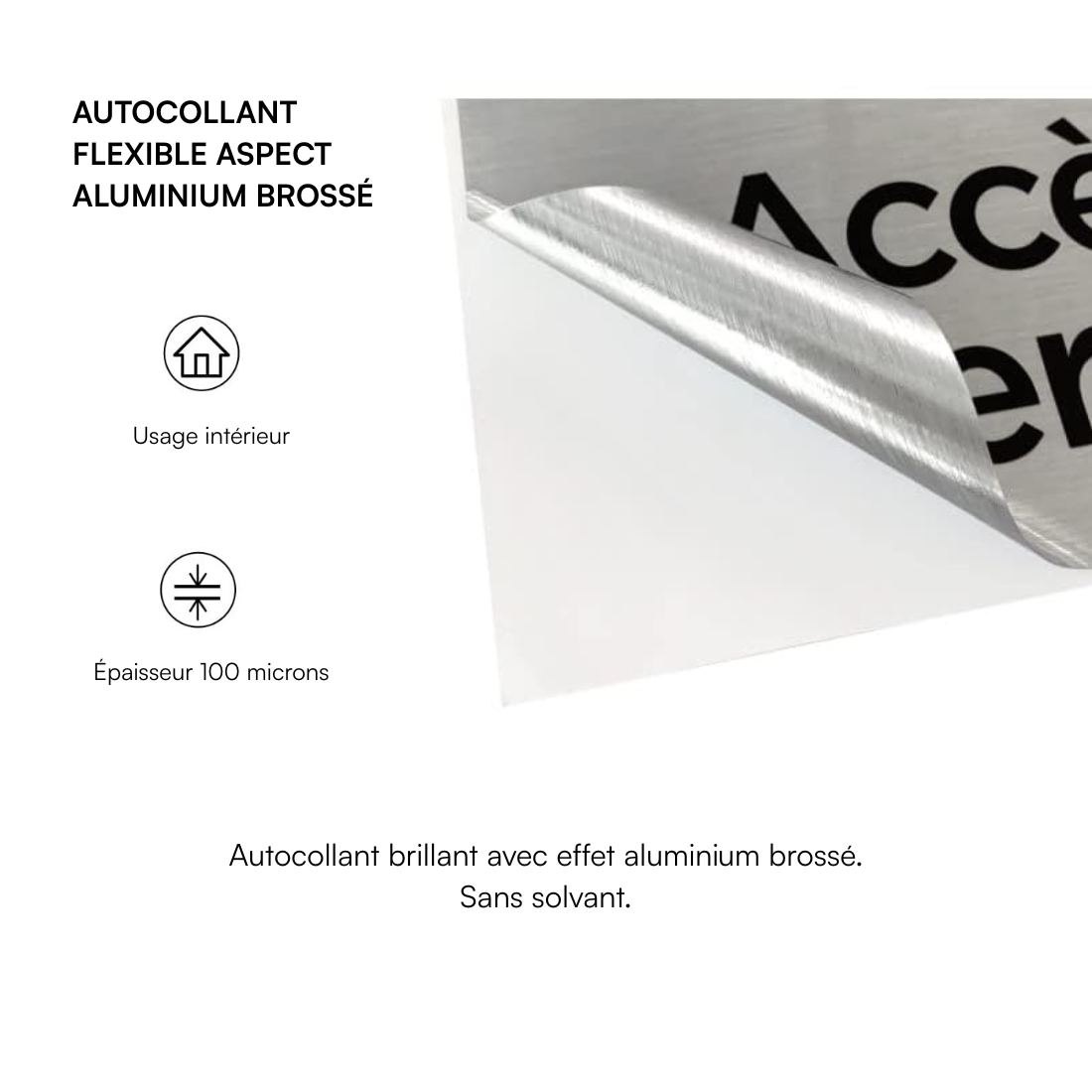 Plaque de porte carré pictogramme réfectoire, 150 x 150 mm (15x15 cm), Adhésif aspect aluminium brossé - 4