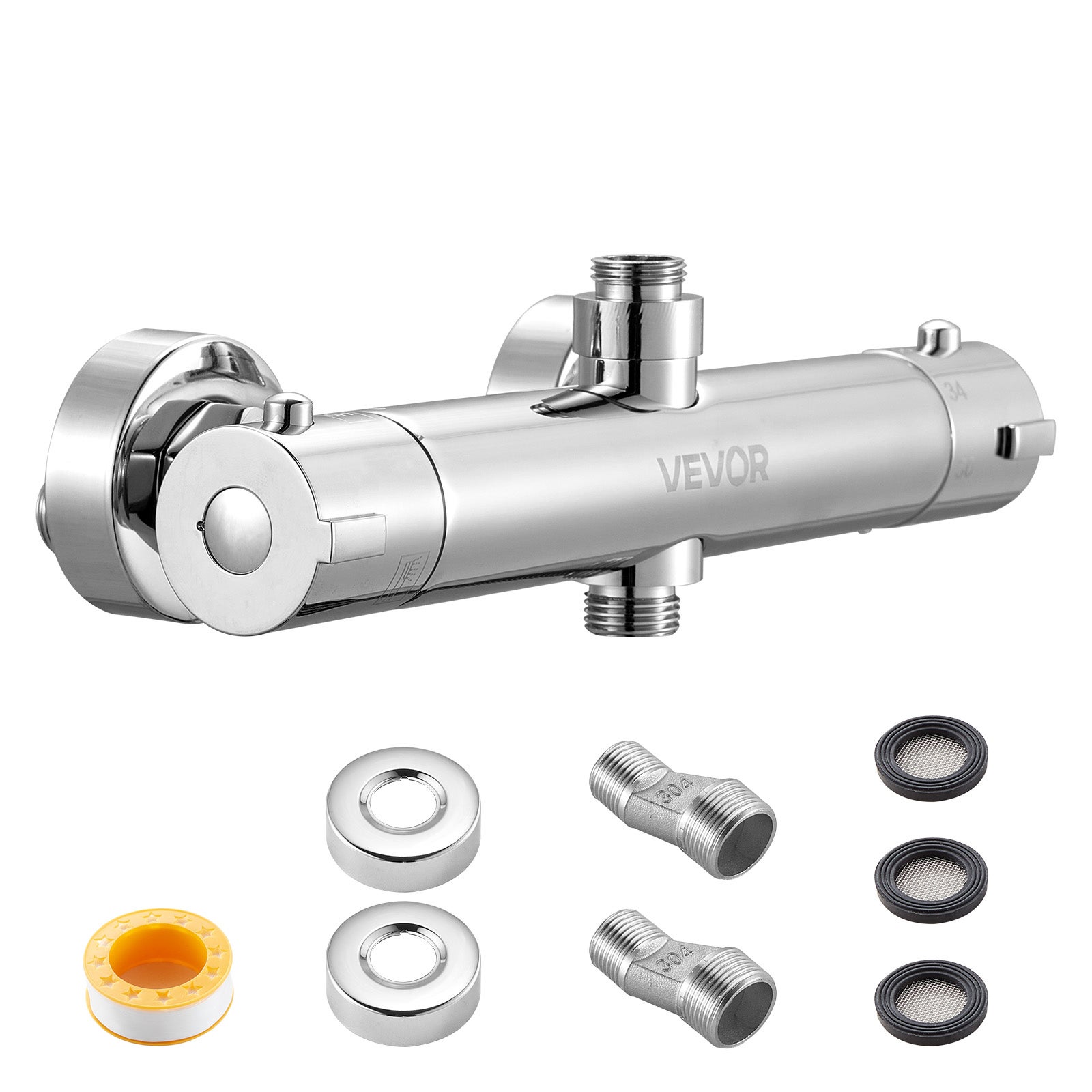 Bateria termostatyczna prysznicowa VEVOR, blokada 38°C, stała temperatura, srebrna