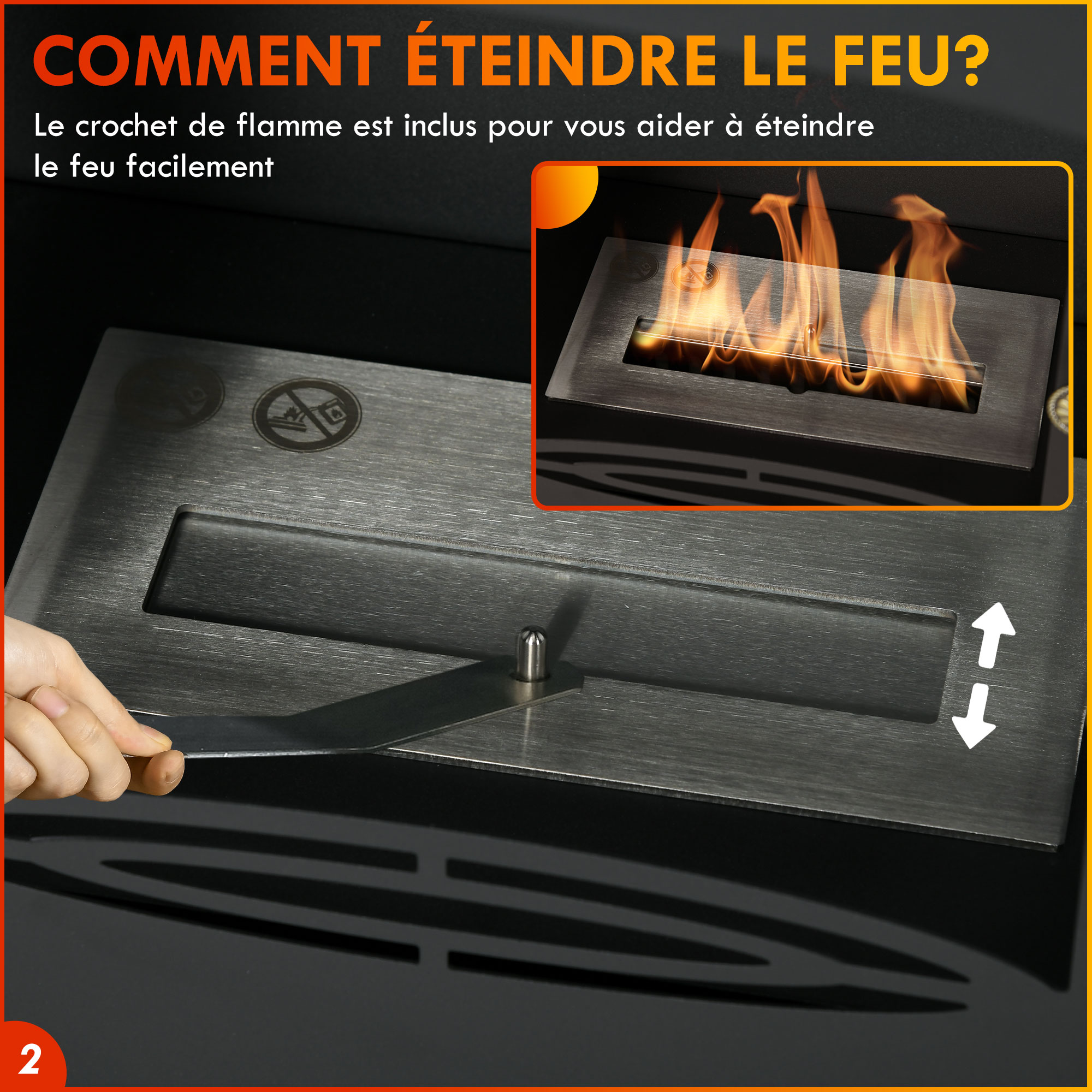Cheminée à l'éthanol Acier HOMCOM - 5
