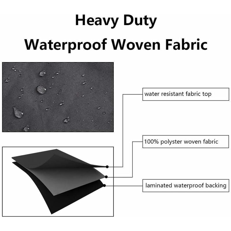 Housse de Fauteuil Suspendu 190x115cm Noir - Protection Imperméable Contre Eau et Poussière pour Chaise Jardin Rotin Osier - 3