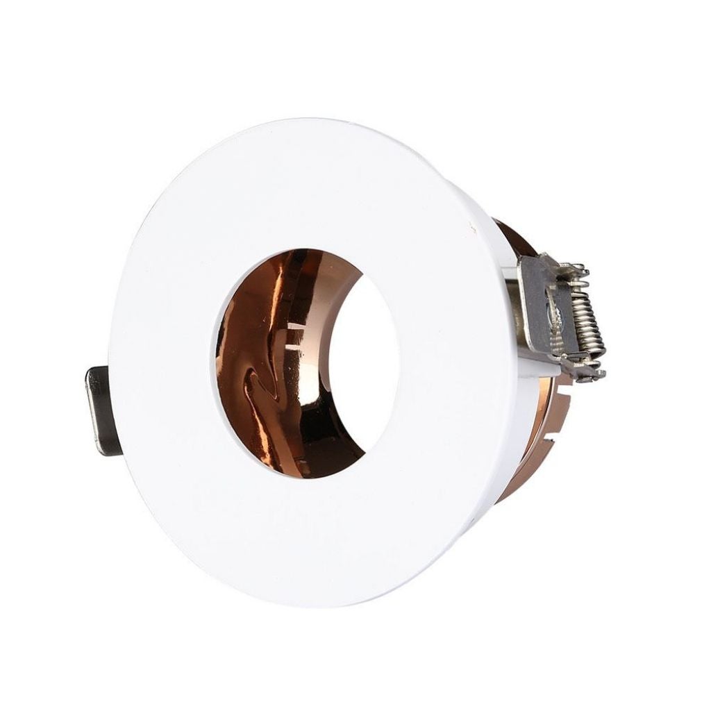 Spot encastré LED GU10 rond de couleur blanche avec intérieur or rose