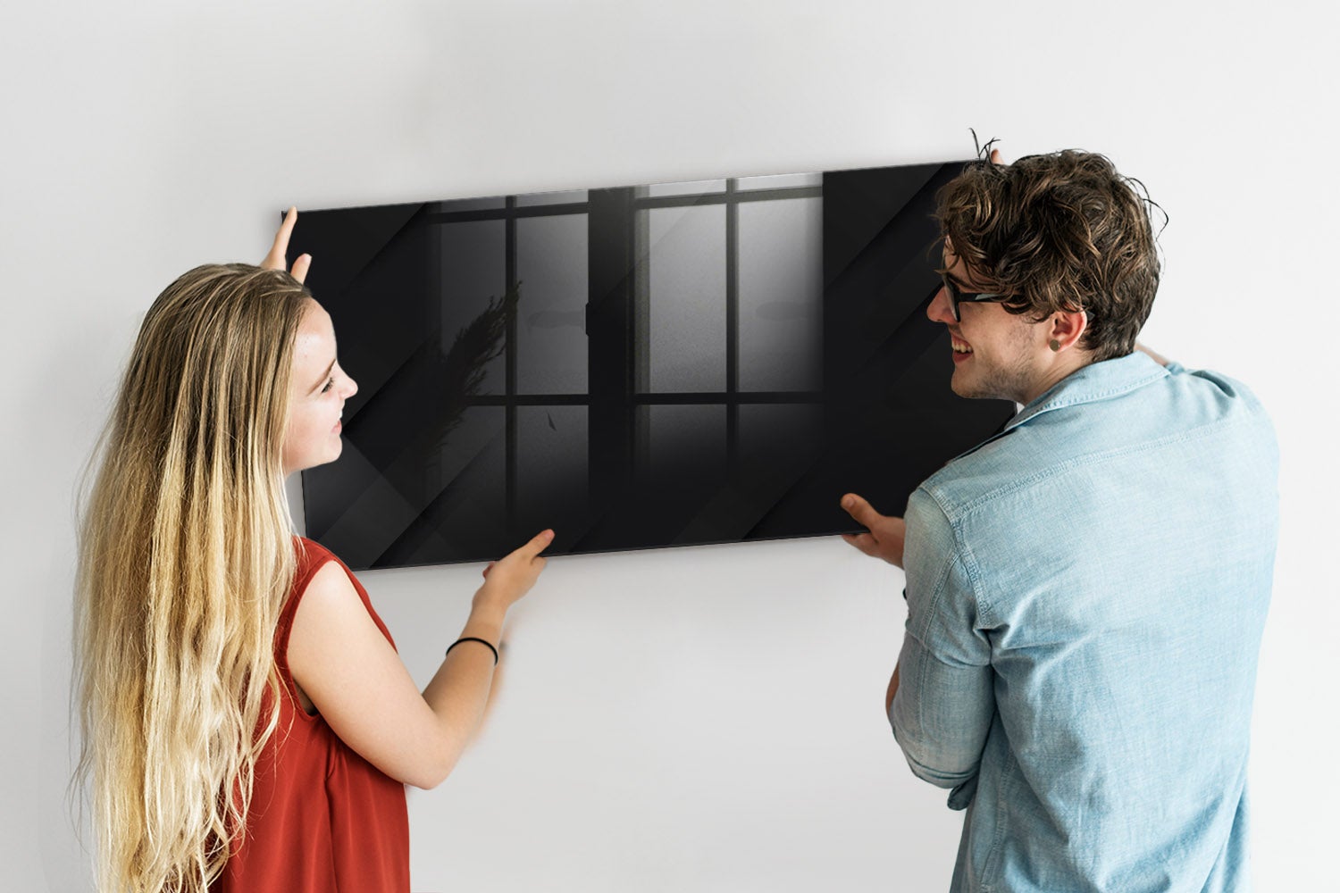 Tableau magnétique mural, Tulup - 120x60 cm - Mur foncé avec motif, 5 aimants, une éponge, un marqueur blanc - 2