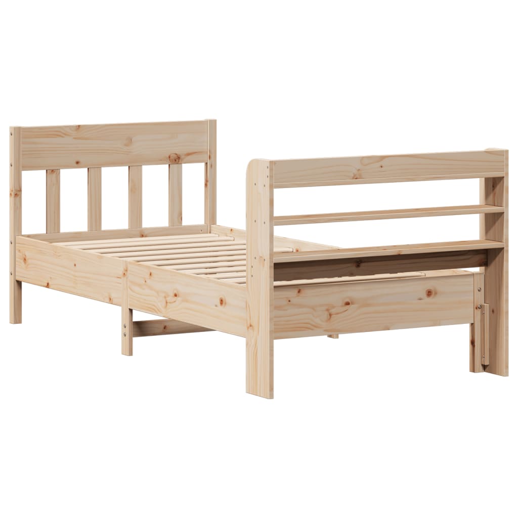 Cadre de lit sans matelas 75x190 cm bois de pin massif - COMFORTXL - 6