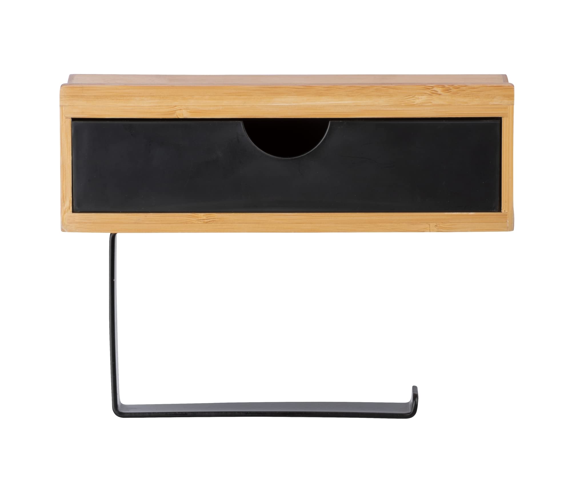 Porte-papier toilette Bambusa marron, noir adhésif ou à visser, fixation murale - 6