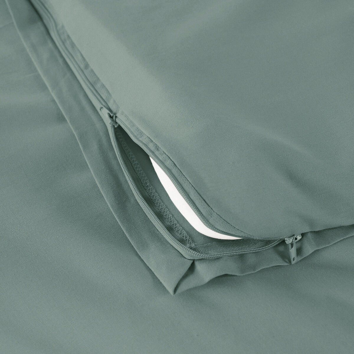 Housse de couette zippée, percale coton, Scénario - Sauge - 240 x 220 cm - 4