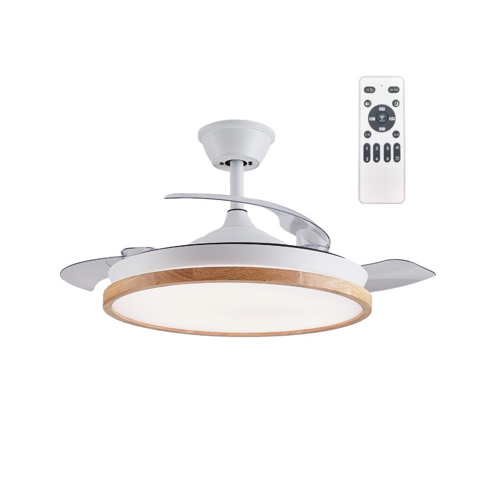 Chowany wentylator sufitowy z oświetleniem LED 36W Cichy Palmer biały CCT Dim ø106cm