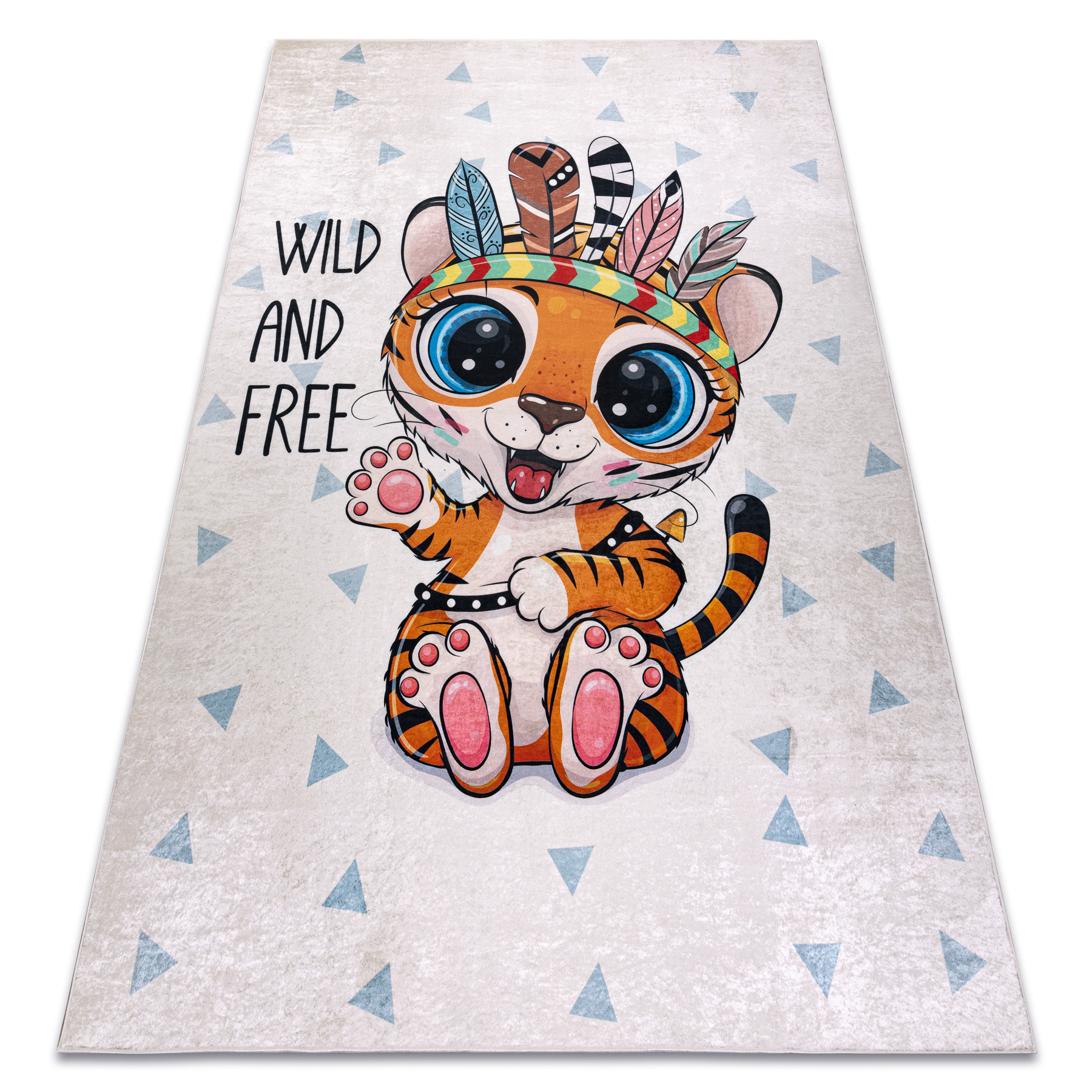 Alfombra lavable bambino 1960 tigre, indio para niños antideslizante - blanco 160x220 cm