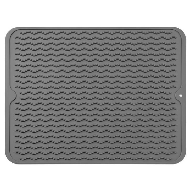 OXO Good Grips Tapis De Séchage Silicone – 42x32 Cm, Gris, Égouttoir Vaisselle Côtelé, Antidérapant, Thermorésistant, Facile à Ranger