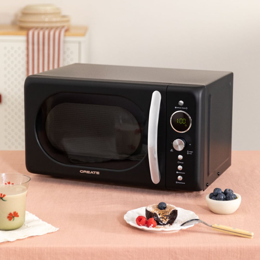 CREATE - MICROWAVE RETRO - Kuchenka mikrofalowa 20 l z grillem cyfrowym 900 W - Noir