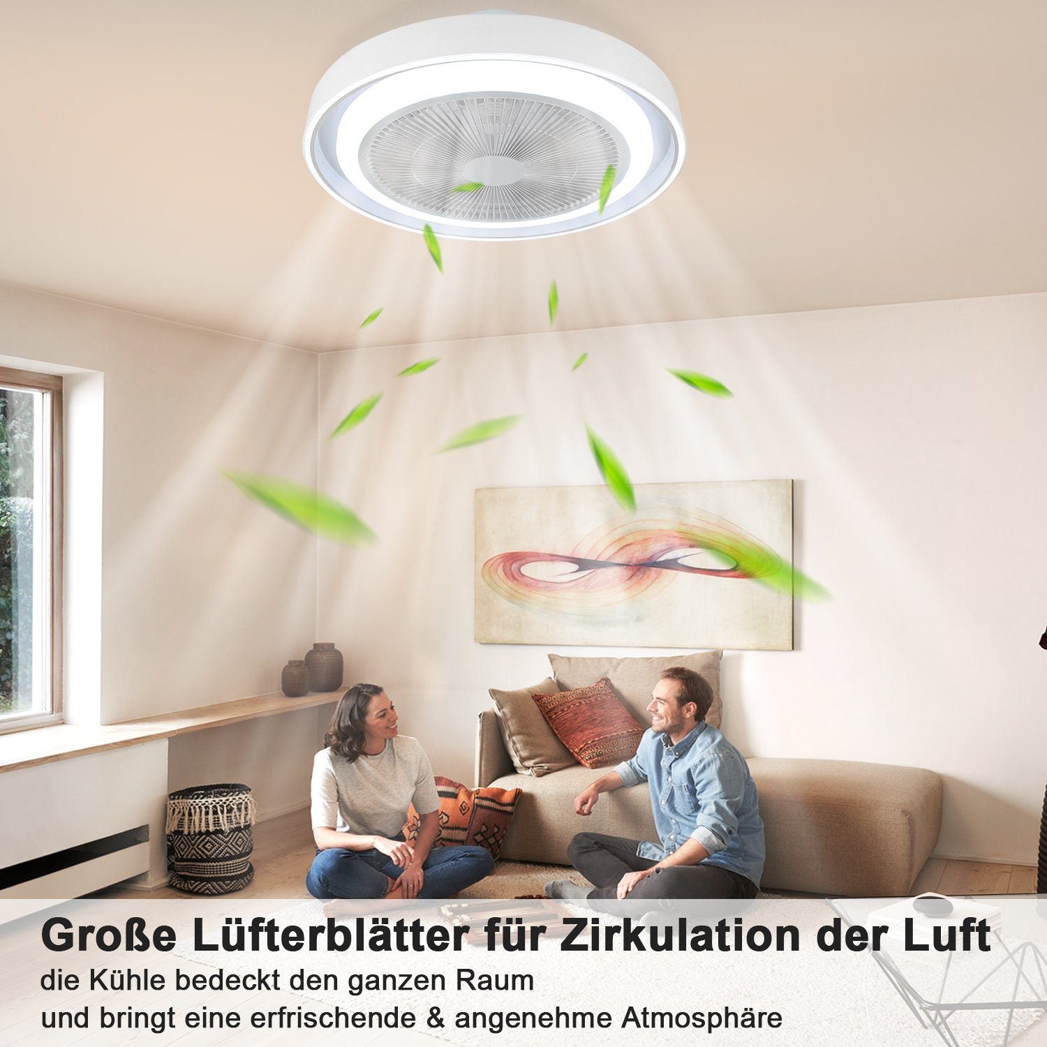 NETTLIFE Lampowentylator LED 5 Łopatek Cichy Ściemnialny z Pilotem Nowoczesna Lampa Sufitowa z Wentylatorem do Salonu Sypialni Kuchni - 5