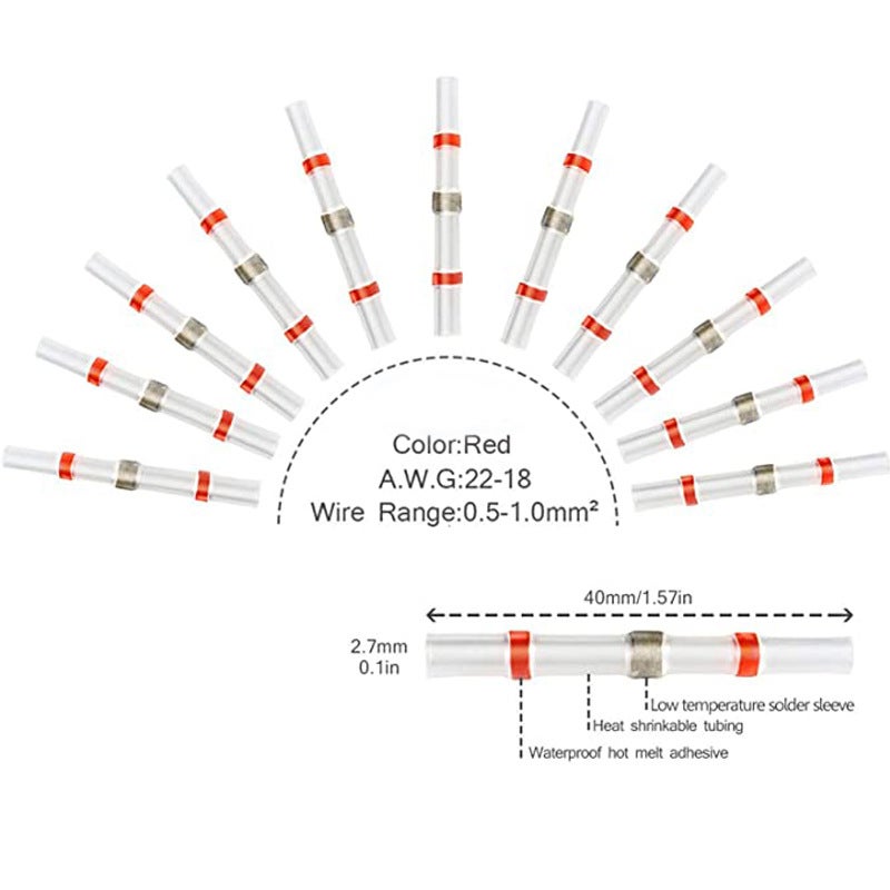 Connecteurs de fil à souder, 150 pièces, connecteurs de fil bout à bout thermorétractables professionnels, connecteurs de fil à souder pour moto - 4