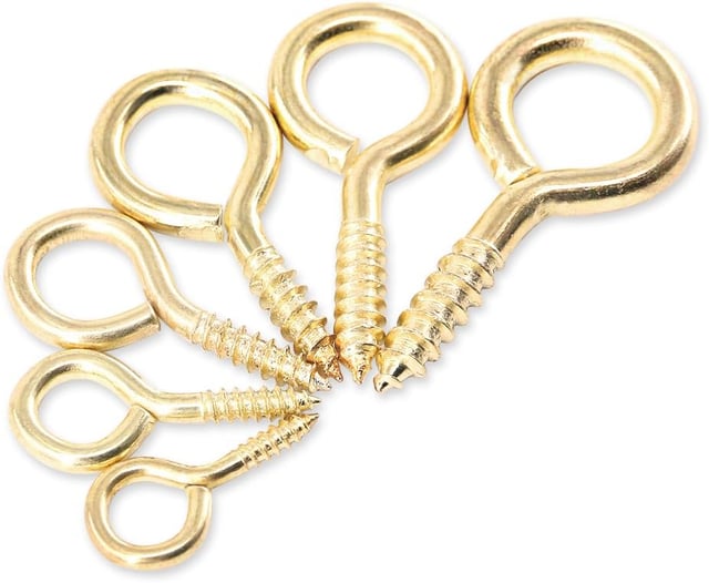 Kit d'œillets à vis métalliques 40 mm dorés - 10 crochets à vis pour maison/lieu de travail/bureau (boîte non incluse)