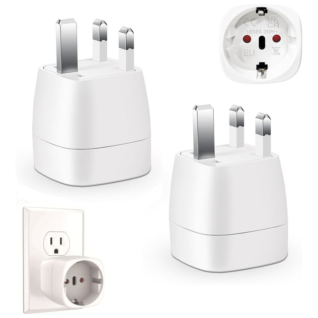 2x prises de voyage type G - Prise universelle type G - Prise de voyage tout-en-un - Prise de vacances - Adaptateur de voyage - Blanc