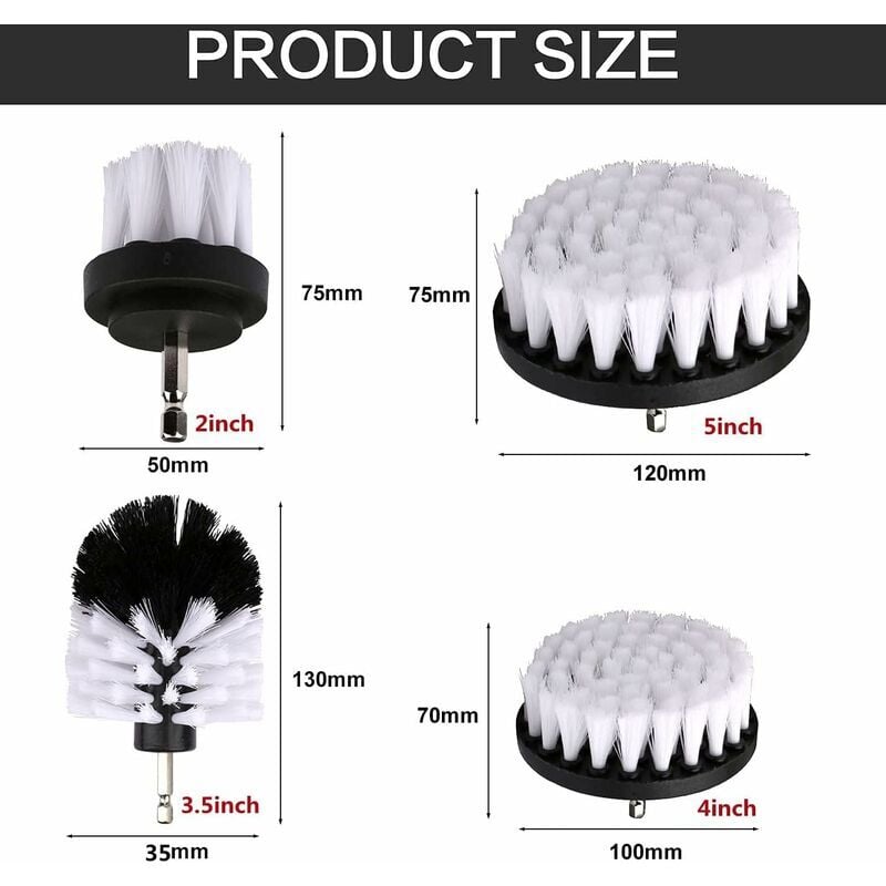 NCKIHRKK Brosse Perceuse, 10 Pièces Brosse Perceuse Nettoyage Kit pour