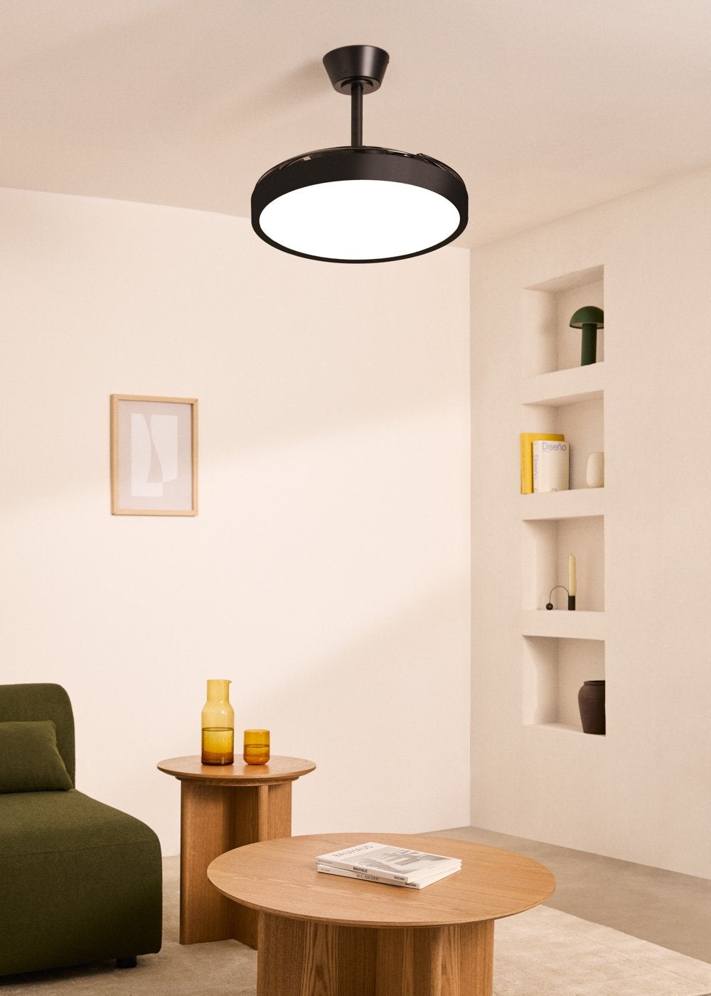 CREATE - WIND CLEAR STUDIO - Wentylator sufitowy 40W cichy z chowanymi łopatkami i oświetleniem LED, różne rozmiary -