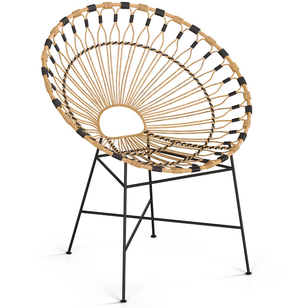 Chaise d'extérieur ronde en rotin synthétique - Design Boho Bali ...