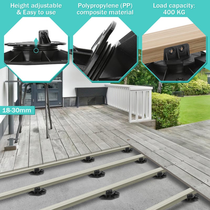 50x Plot réglable Plot terrasse dalle réglable - Taille:30-60 mm - pour terrasse support pied lambourde bois - Carton de 50 plots - 4